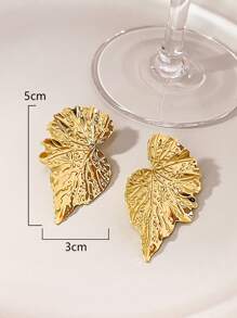 Bông tai thiết kế lá - Vàng - Xem 3