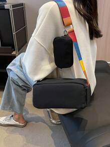 Black Square Bag With Coin Purse Minimalist - Black - View 1
