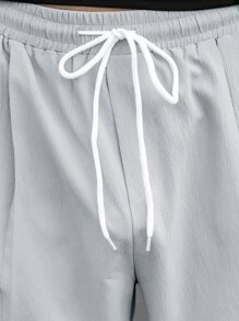 Manfinity Hypemode 男士休閒純色束口收緊褲 - 淺灰色 - 查看 5