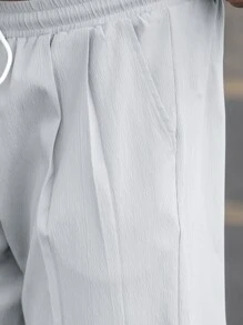 Manfinity Hypemode 男士休閒純色束口收緊褲 - 淺灰色 - 查看 6