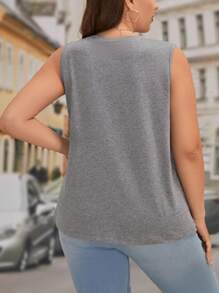 SHEIN Essnce 大碼素色背心上衣 - 深灰色 - 查看 2