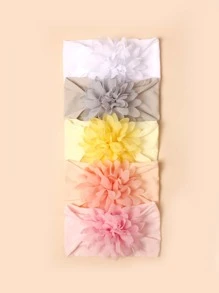 5入組女嬰花朵裝飾髮帶 - 彩色 - 查看 1