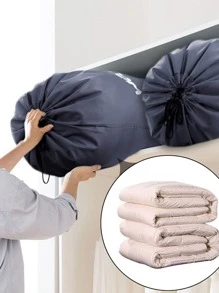 1入組滌綸洗衣籃,現代抽繩設計表情和字母圖案洗衣籃適用於戶外遊玩 - 灰色 - 查看 3