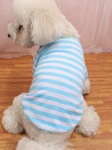 1pc Polyester Thin Striped Round Neck T-shirt Suitable For Pet Cats And Dogs, Four Seasons Wearing - Multicolor - View 2