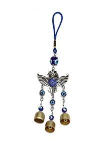 1 carillón de viento de aleación de cobre, búho Vintage y decoración de mal de ojo colgante de pared - Multicolor - Ver 1