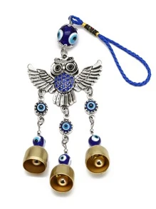 1 carillón de viento de aleación de cobre, búho Vintage y decoración de mal de ojo colgante de pared - Multicolor - Ver 4