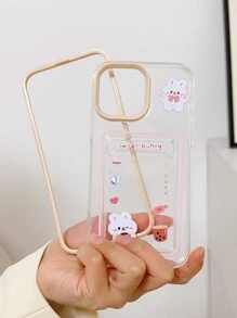 Vỏ điện thoại trong suốt hình thỏ có khe cắm thẻ - Nhiều màu - Xem 2