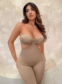 SHEIN SXY Cut Out Waist Tube Unitard Jumpsuit