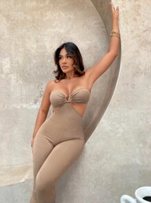 SHEIN SXY Cut Out Waist Tube Unitard Jumpsuit