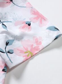 Manfinity RSRT Men Floral Print Shirt & Drawstring Waist Shorts Without Tee, Beach Vacation Clolorful Set - Baby Pink - View 3