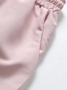 Manfinity RSRT Men Floral Print Shirt & Drawstring Waist Shorts Without Tee, Beach Vacation Clolorful Set - Baby Pink - View 5