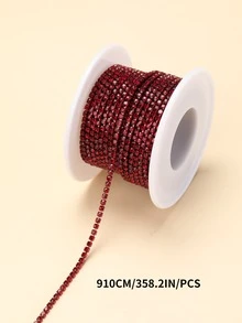 1roll Crystal DIY Sewing Decoration, Rhinestone Decor Chain DIY Decoration For Sewing - Burgundy - View 2