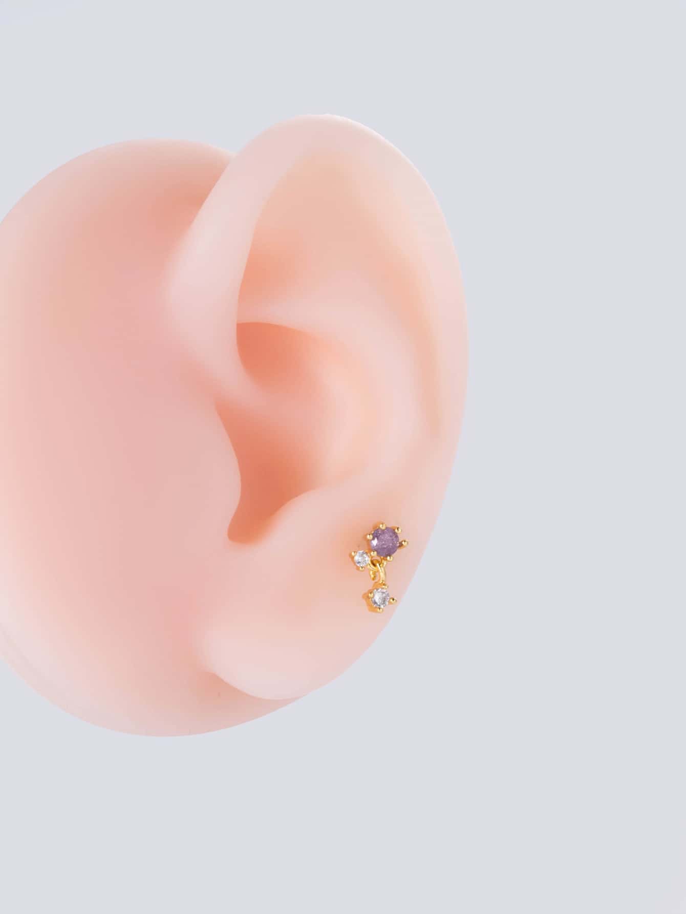 1 pieza Pendiente de tachuela zirconia cúbica adorno - Amarillo Oro - Ver 1