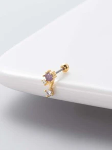 1 pieza Pendiente de tachuela zirconia cúbica adorno - Amarillo Oro - Ver 2