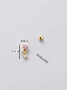 1 pieza Pendiente de tachuela zirconia cúbica adorno - Amarillo Oro - Ver 3