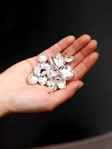 20pcs/set Artificial Crystal DIY Accessory, Modern Heart & Water-drop Shaped Garment Decoration Excipient For Crafts - White - View 5