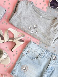 20pcs/set Artificial Crystal DIY Accessory, Modern Heart & Water-drop Shaped Garment Decoration Excipient For Crafts - White - View 6