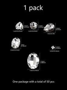 20pcs/set Artificial Crystal DIY Accessory, Modern Heart & Water-drop Shaped Garment Decoration Excipient For Crafts - White - View 7