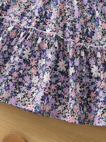 Cô Gái Trẻ Hoa In vui tươi Ngày lễ Đầm Với Cổ chữ V Cho mùa hè - Nhiều màu - Xem 5