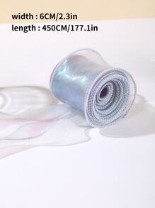 1roll Polyester Gift Wrap Ribbon, Modern Filament Ribbon For Party - White - View 2