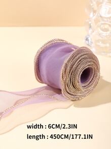 1 cuộn Ruy băng gói quà màu tím, Ruy băng sợi polyester tối giản cho bữa tiệc - Màu tím - Xem 4