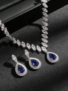 cái/bộ Sang Trọng Đính Đá Cubic Zirconia Trang Trí Hình Giọt Nước Bộ Trang Sức Dành Cho Nữ Dự Tiệc - Nhiều màu - Xem 2