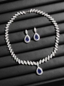 cái/bộ Sang Trọng Đính Đá Cubic Zirconia Trang Trí Hình Giọt Nước Bộ Trang Sức Dành Cho Nữ Dự Tiệc - Nhiều màu - Xem 3