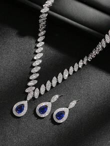 cái/bộ Sang Trọng Đính Đá Cubic Zirconia Trang Trí Hình Giọt Nước Bộ Trang Sức Dành Cho Nữ Dự Tiệc - Nhiều màu - Xem 6