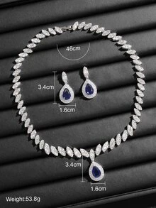 cái/bộ Sang Trọng Đính Đá Cubic Zirconia Trang Trí Hình Giọt Nước Bộ Trang Sức Dành Cho Nữ Dự Tiệc - Nhiều màu - Xem 7