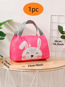 1 Túi Đựng Đồ Ăn Trưa Polyamide, Hoạt Hình Dễ Thương Họa Tiết Thỏ Có Thể Tái Sử Dụng Túi Đựng Đồ Ăn Trưa Cho Văn Phòng Làm Việc Trường Dã Ngoại Bãi Biển - Màu Hồng Tươi - Xem 6