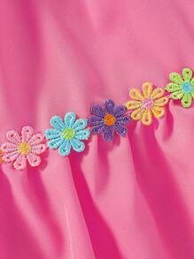 小女童貼花荷葉邊吊帶洋裝