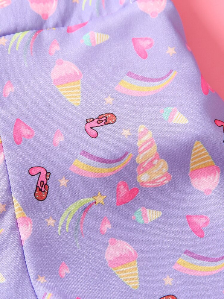 SHEIN Toddler Girls Rainbow Print Tee & Overall Romper - Multicolor - View 7