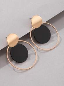 imoli Round Drop Earrings - Black - View 6