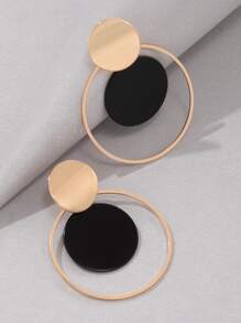 imoli Round Drop Earrings - Black - View 7