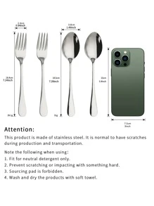 4 piezas Set cuchara y tenedor de acero inoxidable - Plateado - Ver 3