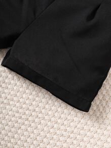 Toddler Girls Button Detail Fold Pleated Detail Shorts - Black - View 5