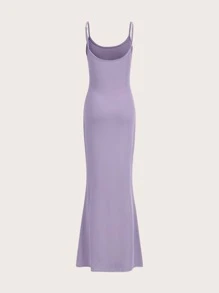 SHEIN EZwear 素色魚尾裙下擺吊帶洋裝 - 紫色 - 查看 2
