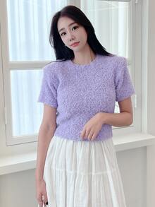 DAZY Áo thun nữ màu trơn Giải trí - Màu Lilac Tím - Xem 6