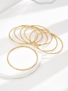 7pcs/set Fashionable Stainless Steel Minimalist Bangle For Women For Daily Decoration