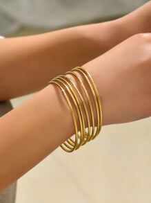 7pcs/set Fashionable Stainless Steel Minimalist Bangle For Women For Daily Decoration