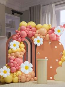 85pcs Pink Mustard Yellow Daisy Balloon Sets For Boho Retro Hippie Shower Party Decor - Multicolor - View 1