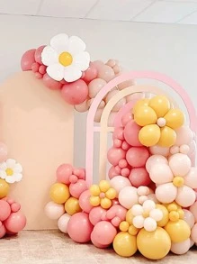 85pcs Pink Mustard Yellow Daisy Balloon Sets For Boho Retro Hippie Shower Party Decor - Multicolor - View 4