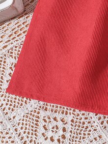 Girls Cami Top & Button Front Skirt - Red and White - View 5