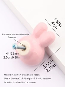 1 Stück Schubladenknopf mit Hase Design - Babypink - Übersicht 6