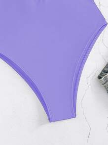 SHEIN Swim Bañador una pieza vinculado con aro con abertura - Morado - Ver 6