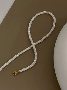 1入組波西米亞極簡串珠項鏈適合女士日常裝飾 - 白色 - 查看 2