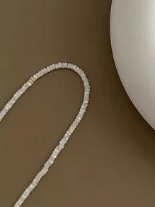 1入組波西米亞極簡串珠項鏈適合女士日常裝飾 - 白色 - 查看 3