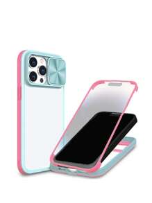 Vỏ điện thoại hai tông màu có nắp ống kính - Nhiều màu - Xem 1