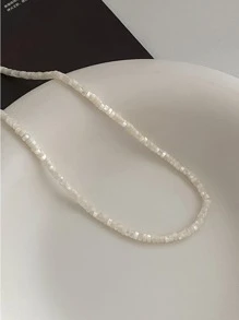 1入組波西米亞極簡串珠項鏈適合女士日常裝飾 - 白色 - 查看 4