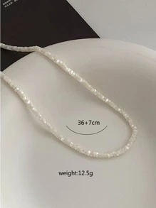 1入組波西米亞極簡串珠項鏈適合女士日常裝飾 - 白色 - 查看 5
